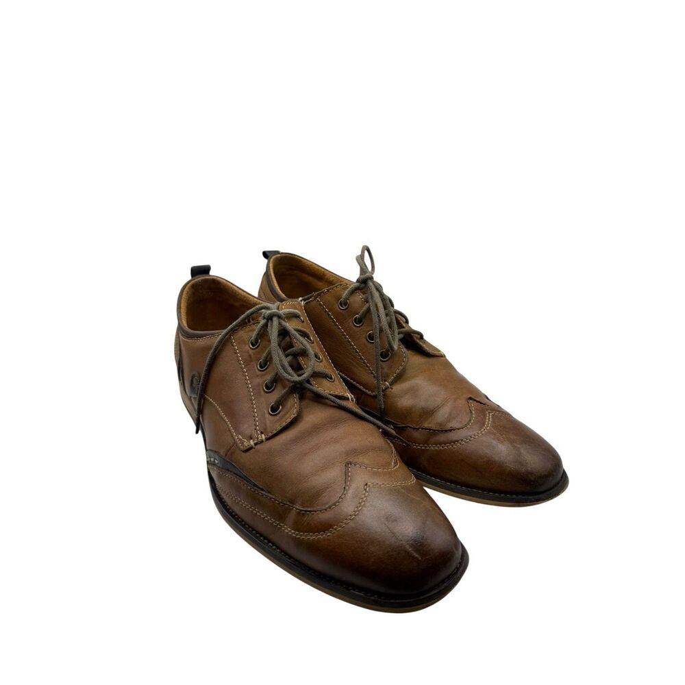 Steve Madden Men’s Oxfords Leather JIMMER Brown Wing-Tips Oxford Shoes Size 10